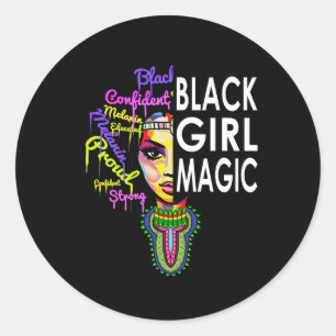 Sticker Rond Black Girl Magic T African Dashiki Outfit Pride Mo