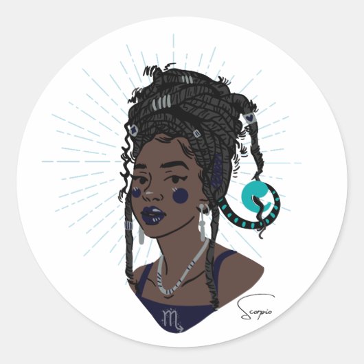 Sticker Rond Black Girl Zodiac Magic : Scorpio (Devant)