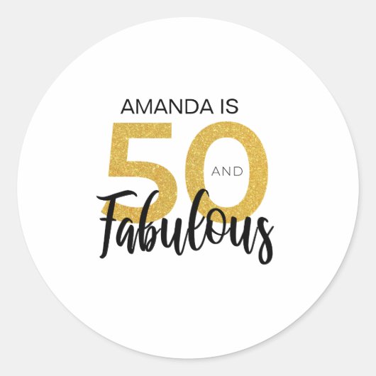 Sticker Rond Black Gold 50 et fabuleux 50e anniversaire (Devant)