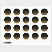 Sticker Rond Black & Gold Chic Sparkling Glam Party Favoriser (Feuille)