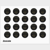 Sticker Rond Black & Gold | Faveur de fête de retraite moderne  (Feuille)