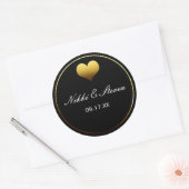 Sticker rond Black & Gold Foil Coeur Étiquette Fav (Enveloppe)