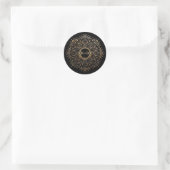 Sticker Rond Black Gold Foil Mandala Boho Wedding Favor (Sac)