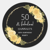 Sticker Rond Black Gold & Jaune Floral 50e anniversaire (Devant)