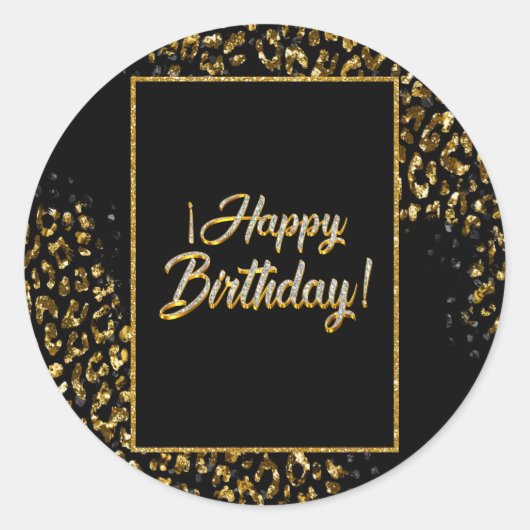 Sticker Rond Black Gold & Jewel Leopard (Devant)