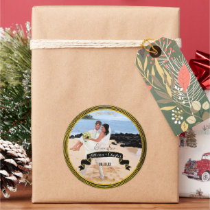 Sticker Rond Black Gold mince à plusieurs bandes Votre photo Ma