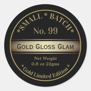 Sticker Rond Black Gold Moderne Gloss Lip Balm produit de beaut