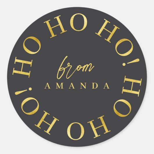 Sticker Rond Black Gold Noël Ho Ho Ho ID1009 (Devant)
