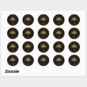 Sticker Rond Black & Gold Palm Tree Adresse de retour (Feuille)