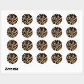 Sticker Rond Black Gold Parties scintillant Hot rose Abstrait P (Feuille)