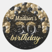 Sticker Rond Black Gold Personnalisé 30e anniversaire (Devant)
