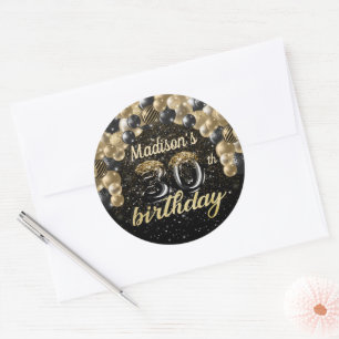 Sticker Rond Black Gold Personnalisé 30e anniversaire