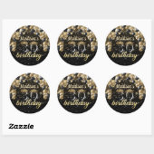 Sticker Rond Black Gold Personnalisé 30e anniversaire (Feuille)