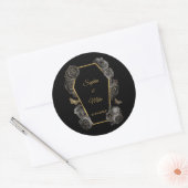Sticker Rond Black & Gold Rose café gothique élégant mariage (Enveloppe)