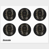 Sticker Rond Black & Gold Rose café gothique élégant mariage (Feuille)