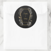 Sticker Rond Black & Gold Rose café gothique élégant mariage (Sac)