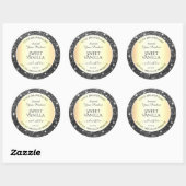 Sticker Rond Black Gold Sparkle Parties scintillant d'argent Ét (Feuille)