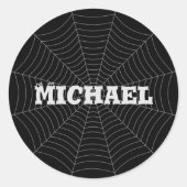 Sticker Rond Black grey spider web Halloween motif Votre nom (Devant)
