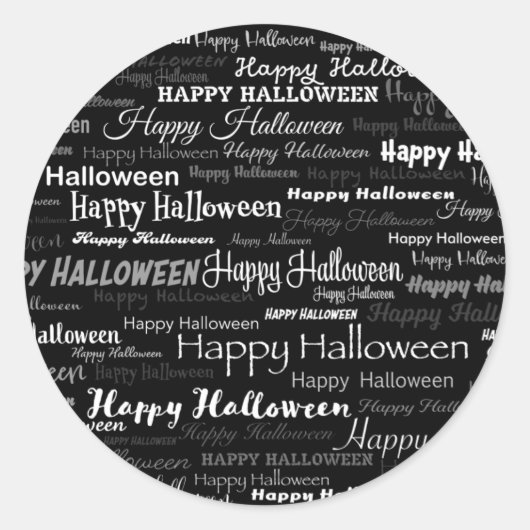 Sticker Rond Black Happy Halloween Typographie moderne (Devant)