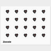 Sticker Rond Black Heart Red Chains Cool Gothic Valentines Day  (Feuille)