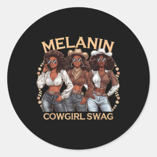 Sticker Rond Black History Cowgirls African Pride Melanin Cowgi
