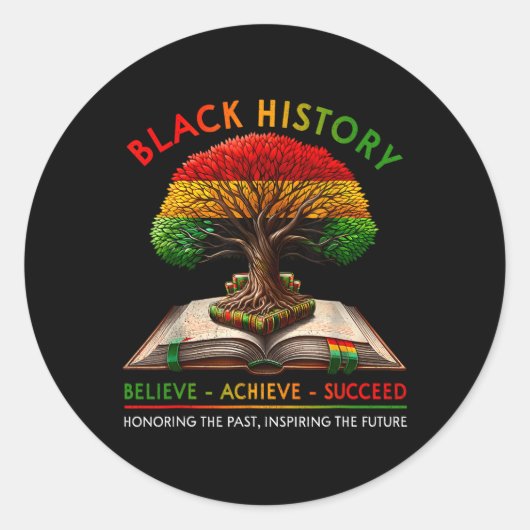 Sticker Rond Black History Month Believe Achieve Succeed Melani (Devant)