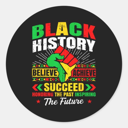 Sticker Rond Black History Month Believe Achieve Succeed Melani (Devant)