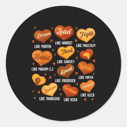 Sticker Rond Black History Month Black Leaders African American (Devant)