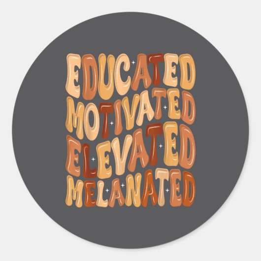 Sticker Rond Black History Month Educated Motivated Elevated Me (Devant)