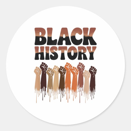 Sticker Rond Black History Month Hands Symbol Afro Motivation  (Devant)
