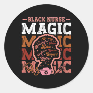 Sticker Rond Black History Nurse Magic Afro Girl Melanin Nursin