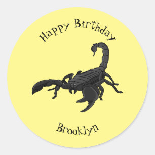 Sticker Rond Black hungry scorpion
