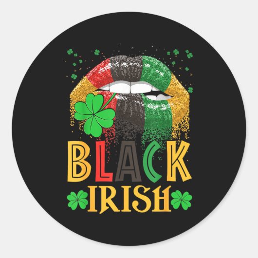 Sticker Rond Black Irish Dripng Lips African American St Patric (Devant)