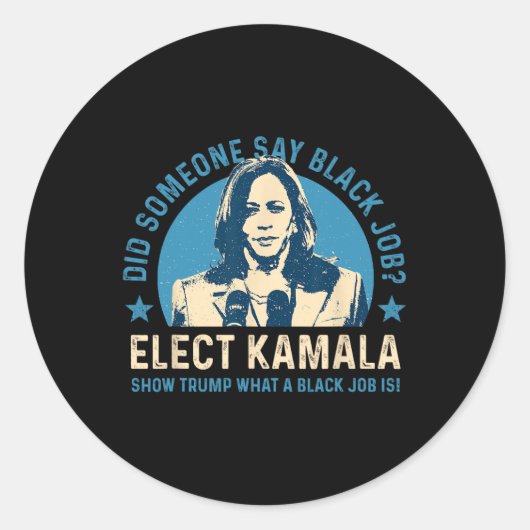 Sticker Rond Black Job Vote Kamala Harris Pour Président 2024 F (Devant)
