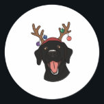 Sticker Rond Black Lab de Christmas<br><div class="desc">Black Lab de Christmas</div>