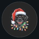 Sticker Rond Black Lab Labrador Christmas Tree Light Pyjama Chi<br><div class="desc">Black Lab Labrador Christmas Tree Light Pajama Chien Xmas</div>