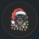 Sticker Rond Black Lab Labrador Christmas Tree Light Pyjama Chi<br><div class="desc">Black Lab Labrador Christmas Tree Light Pajama Chien Xmas</div>