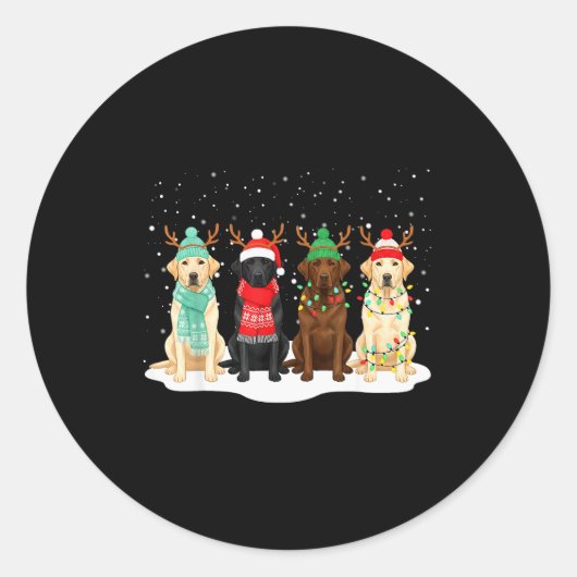 Sticker Rond Black Lab Labrador Dog Christmas Crew Matching Fam (Devant)