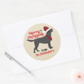 Sticker Rond Black Lab Labrador Joyeux Noël (Enveloppe)