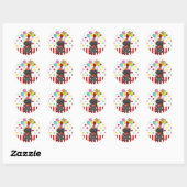 Sticker Rond Black Lab Puppy Ballots d'anniversaire (Feuille)