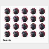 Sticker Rond Black Lab Puppy - Labrador - Valentine Puppy (Feuille)