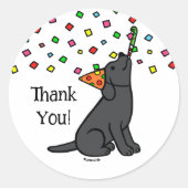 Sticker Rond Black Labrador Birday Party Confetti (Devant)