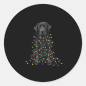 Sticker Rond Black Labrador Christmas I'm Fine Everything Is Fi (Devant)