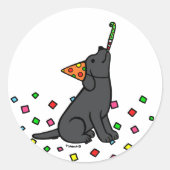 Sticker Rond Black Labrador Confetti fête d'anniversaire (Devant)