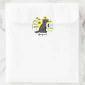 Sticker Rond Black Labrador et Sunflower été (Sac)