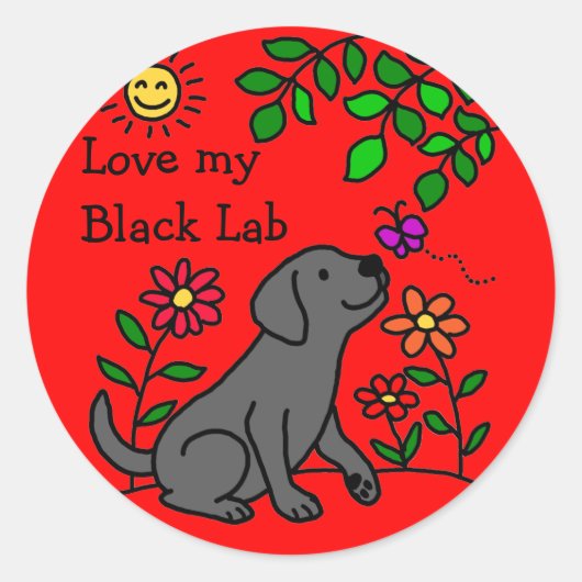 Sticker Rond Black Labrador & Green (Devant)
