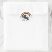 Sticker Rond Black Labrador Guardian Angel (Rainbow Bridge) (Sac)