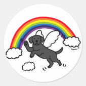 Sticker Rond Black Labrador Guardian Angel (Rainbow Bridge) (Devant)