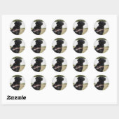 Sticker Rond Black Labrador Guide Dog Graduation Envelope Seal (Feuille)