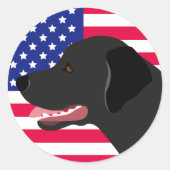 Sticker Rond Black Labrador Profile États-Unis (Devant)